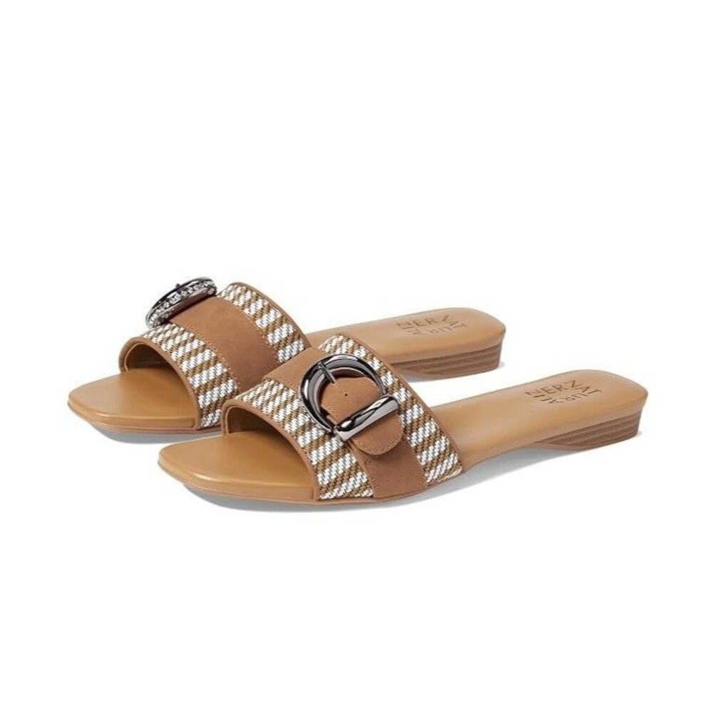Naturalizer Womens 5 M Toffee Nubuck Santiago Slip On Flat Sandals NIB FH0